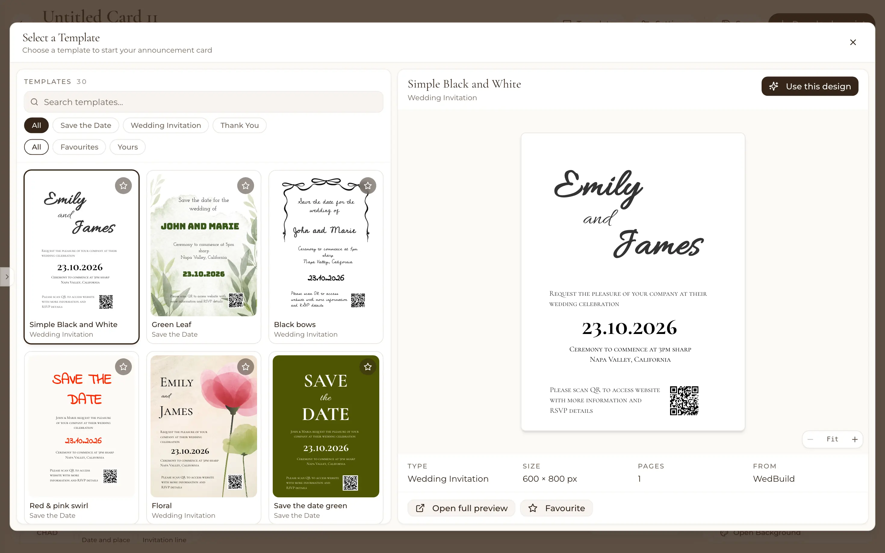 Wedding announcement card templates gallery
