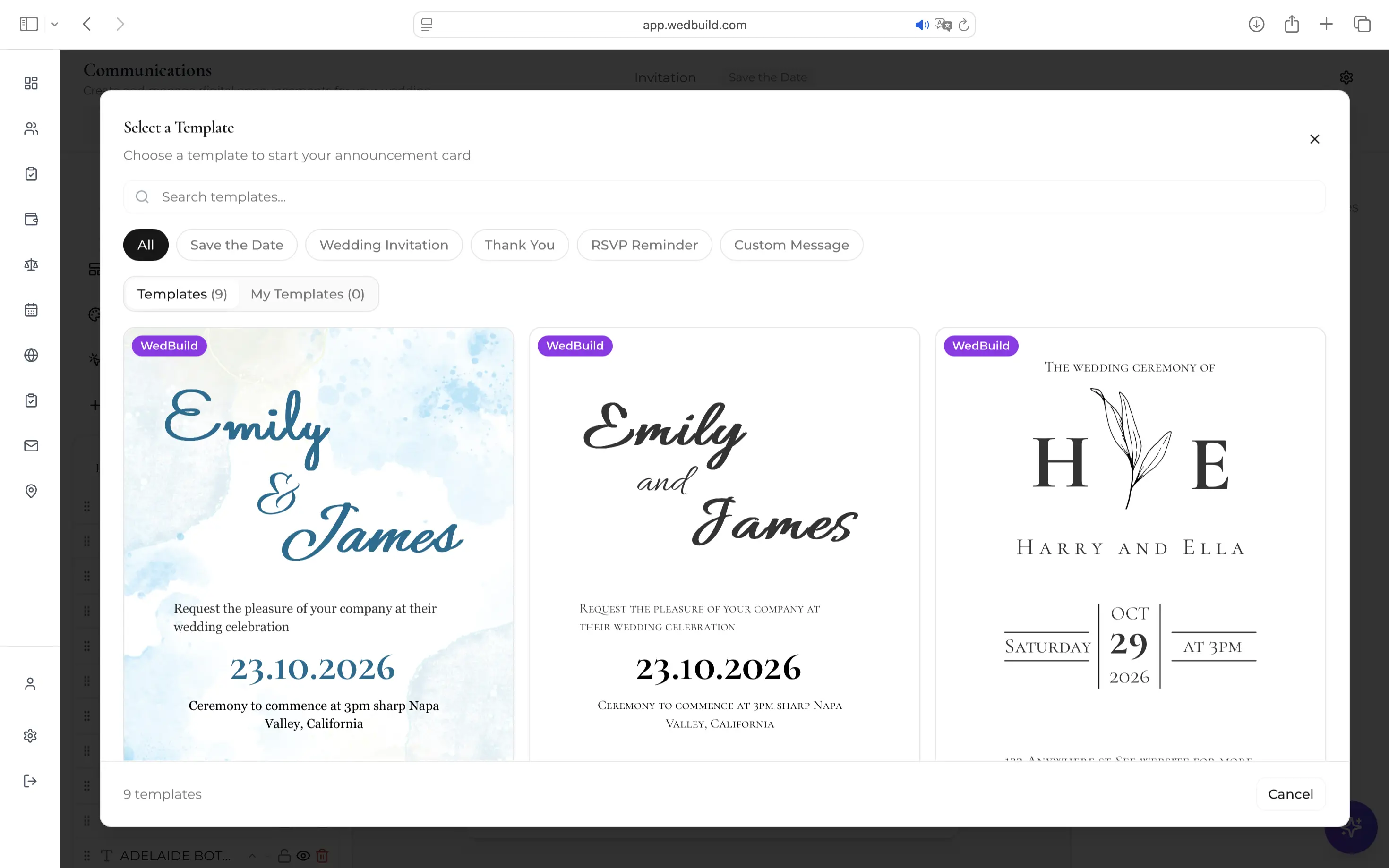 Wedding announcement card templates gallery