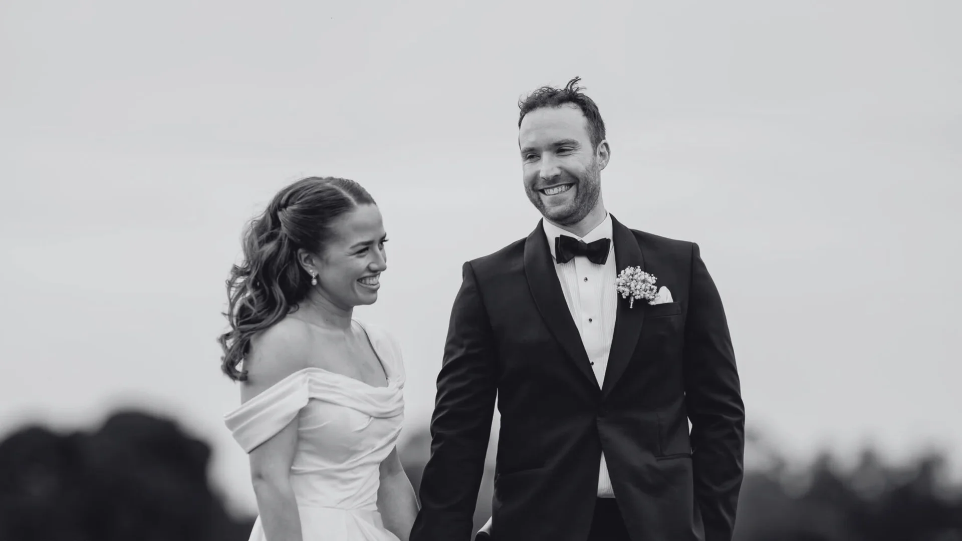 Elegant wedding celebration with happy couple and guests at reception